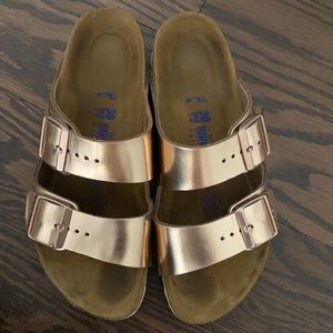 Rose gold Birkenstock sandals